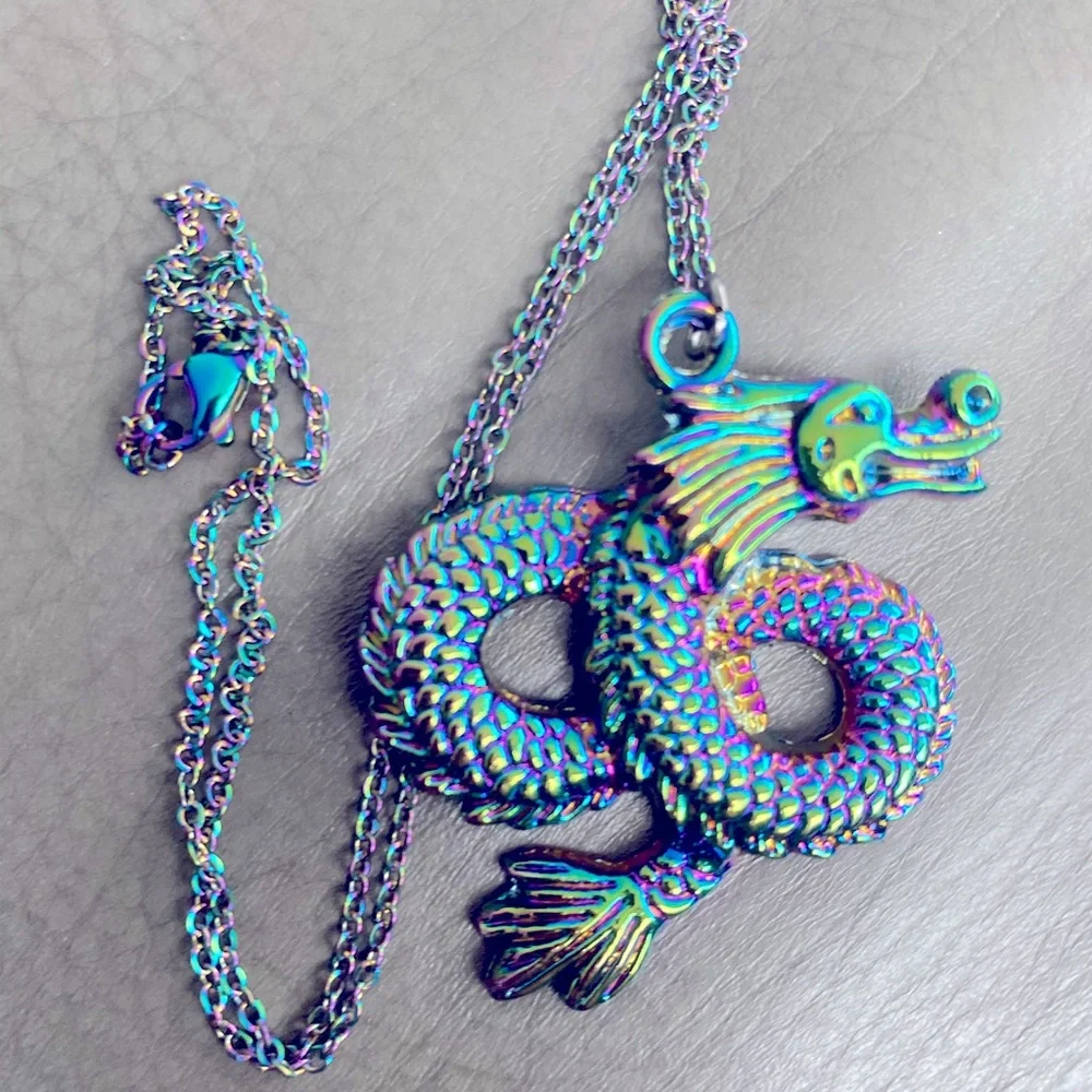 Rainbow π Chinese dragon π boho Necklace - Picture 12 of 12
